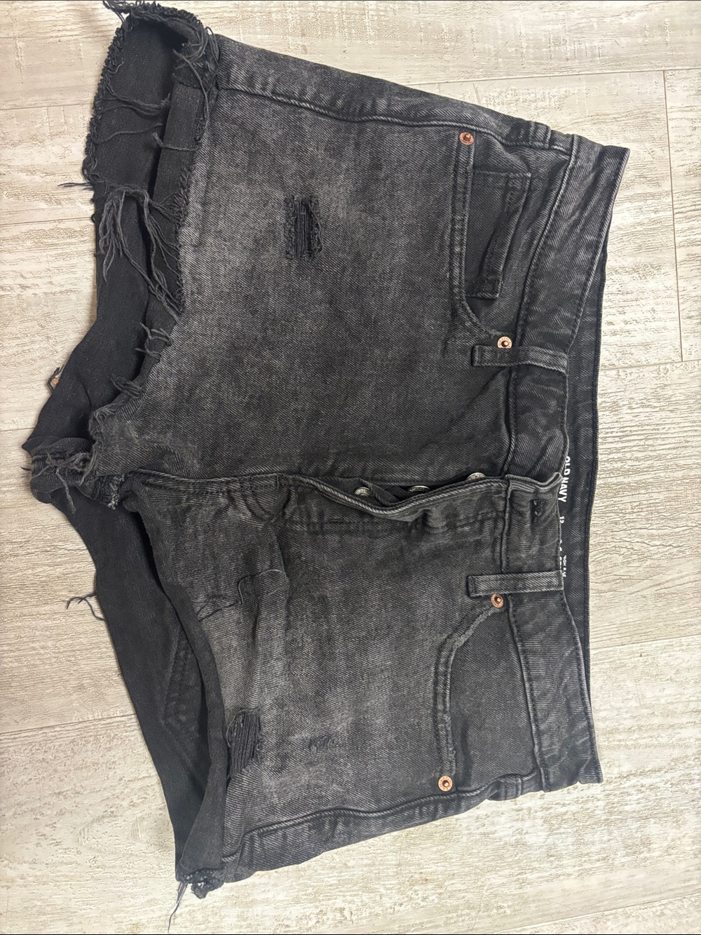 Old Navy Black Washed Distressed Jean Shorts